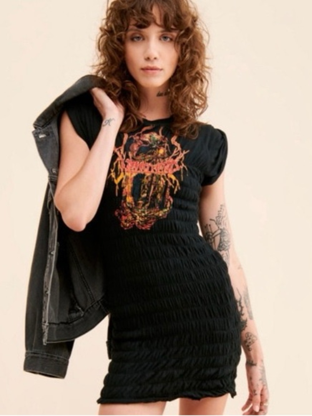 Rare Vintage Urban Outfitters “Tatum” Mini Dress with “Metal Head” Graphic